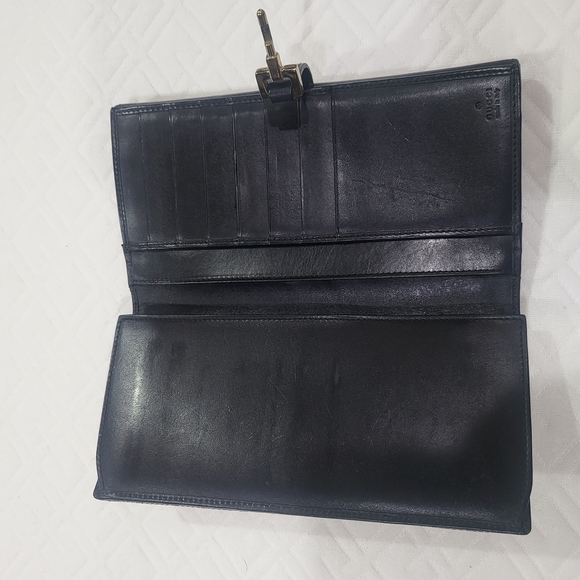 GUCCI Jackie GG Canvas Leather Bi-fold Long Wallet Black Italy - Picture 6 of 10